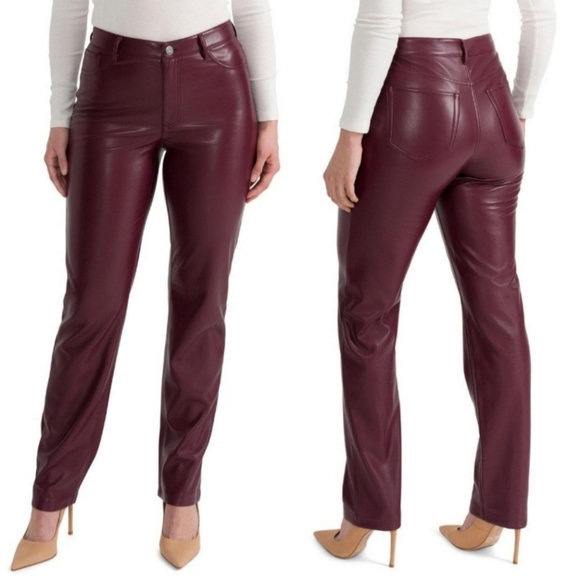 Joie faux leather pants in burgundy - Picture 1 of 7